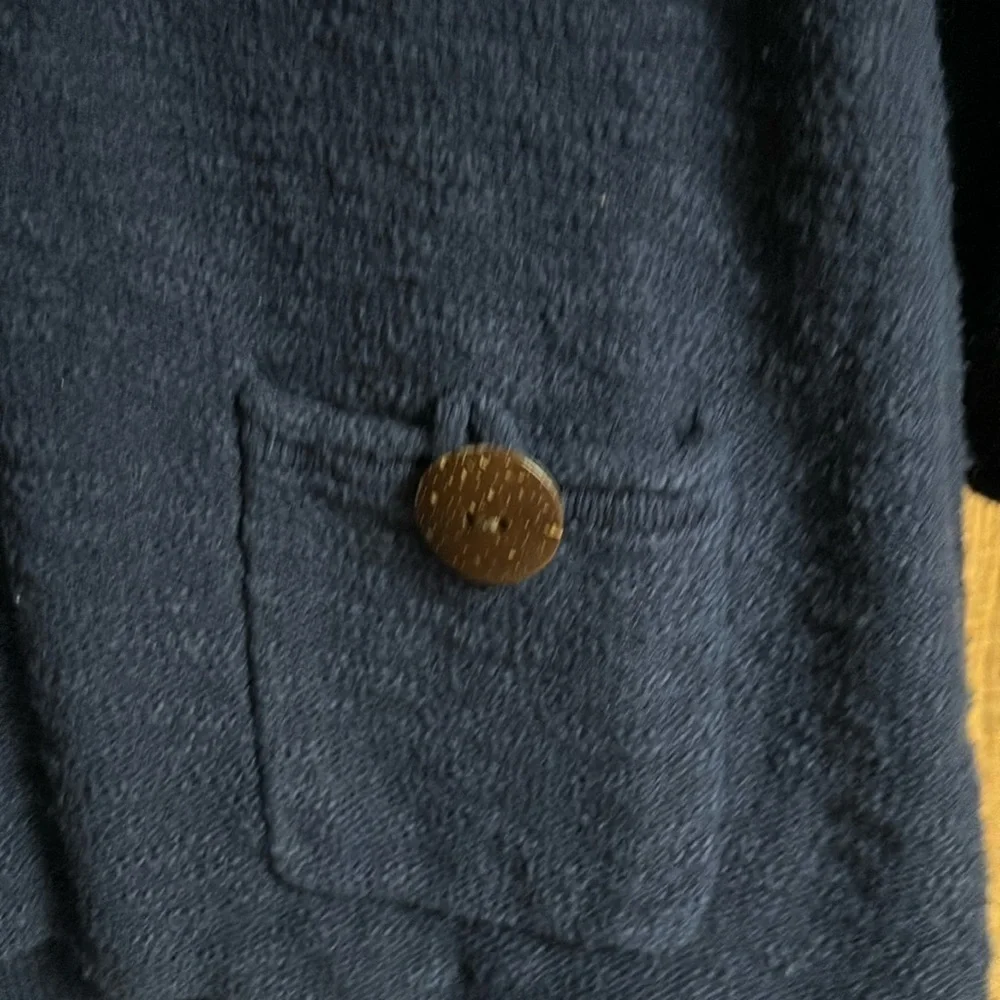 JM‎ Collection navy blue one pocket rolled hem/trim hi lo tunic Size L